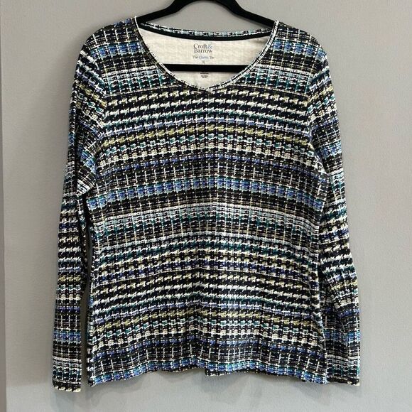Croft & Barrow classic long sleeve tshirt geometric blue black size‎ XL - Picture 1 of 6